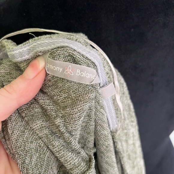 Harmony Balance Heathered Green Open Front Split Back Tunic Sweater Cardigan L - Picture 3 of 3